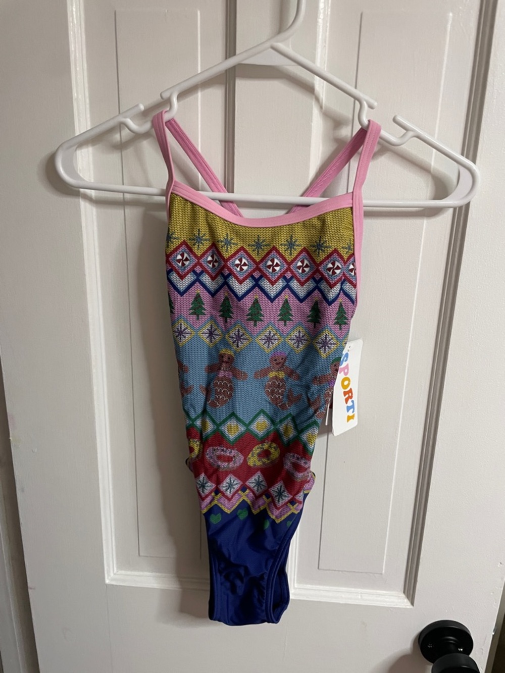 Competitive swim suit. Girls Multicolor One-Piece with Pink Trim nwt
